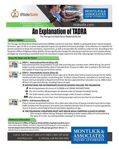 Image explains TADRA, a law protecting drivers from unlicensed, uninsured motorists in Georgia accidents.