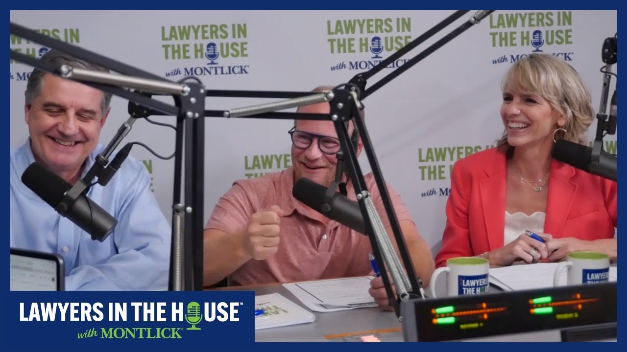 Lawyers in the House radio show hosts discuss legal topics and give thumbs up in recording studio