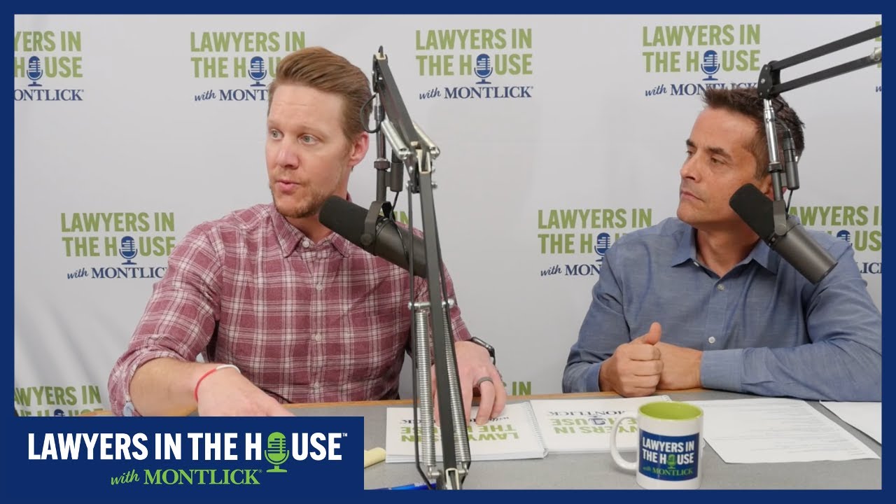 Alt text: Two attorneys discussing personal injury law on the Lawyers in the House podcast with Montlick. | 97 characters