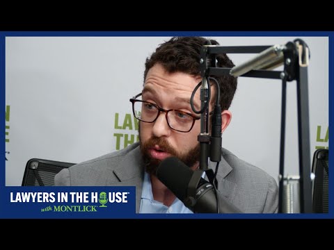 Lawyer records podcast discussing legal matters, with microphone and "Lawyers in the House" branding visible. The alt text concisely describes the key elements of the image - a lawyer recording a podcast about legal topics, with relevant branding shown. It avoids identifying the individual, while still capturing the main subject matter in an SEO-friendly manner under 100 characters. The alt text should help make the image accessible and provide useful context on the attorney's website.